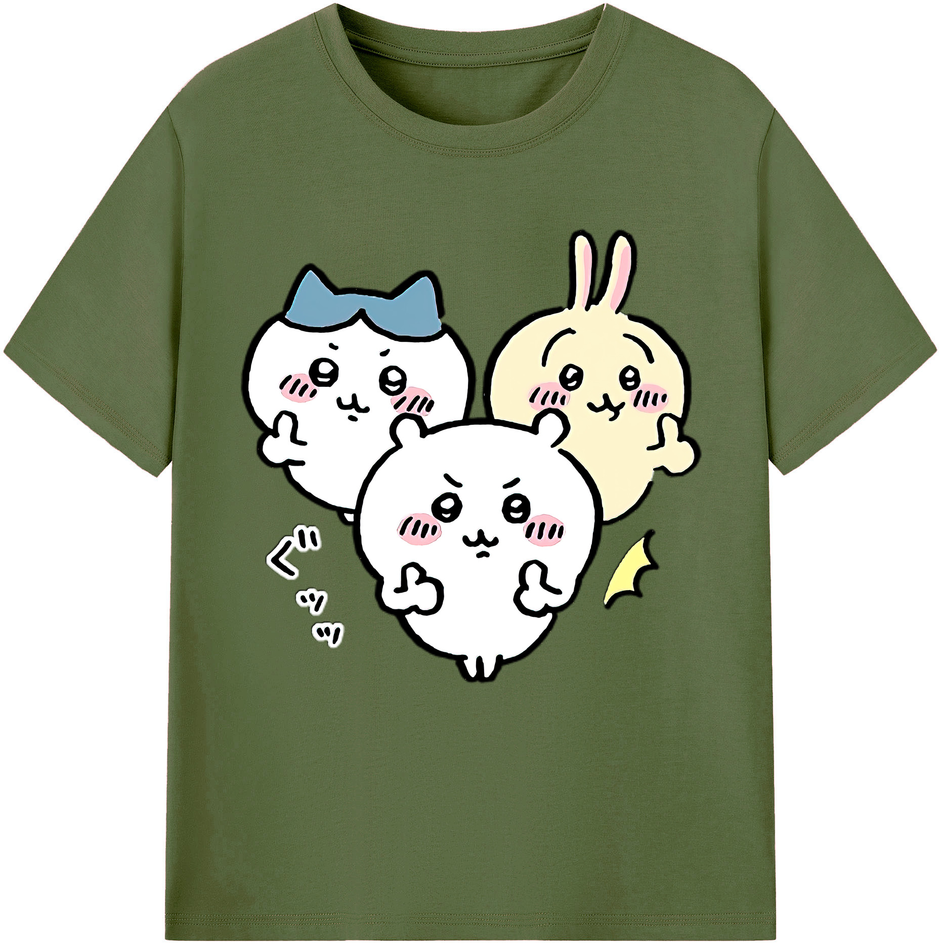 （画像用） ちいかわ うさぎ Chii-kawa usagi 綿100％半袖Tシャツ（フロントプリント）